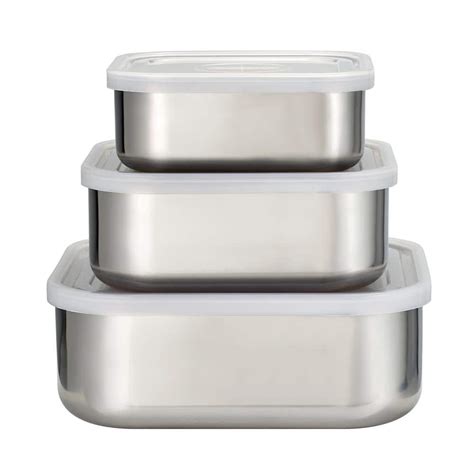 stainless steel storage boxes with lids|stainless steel container with lid.